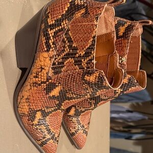 Franco Sarto Brown and Black Patterned Ankle Boots